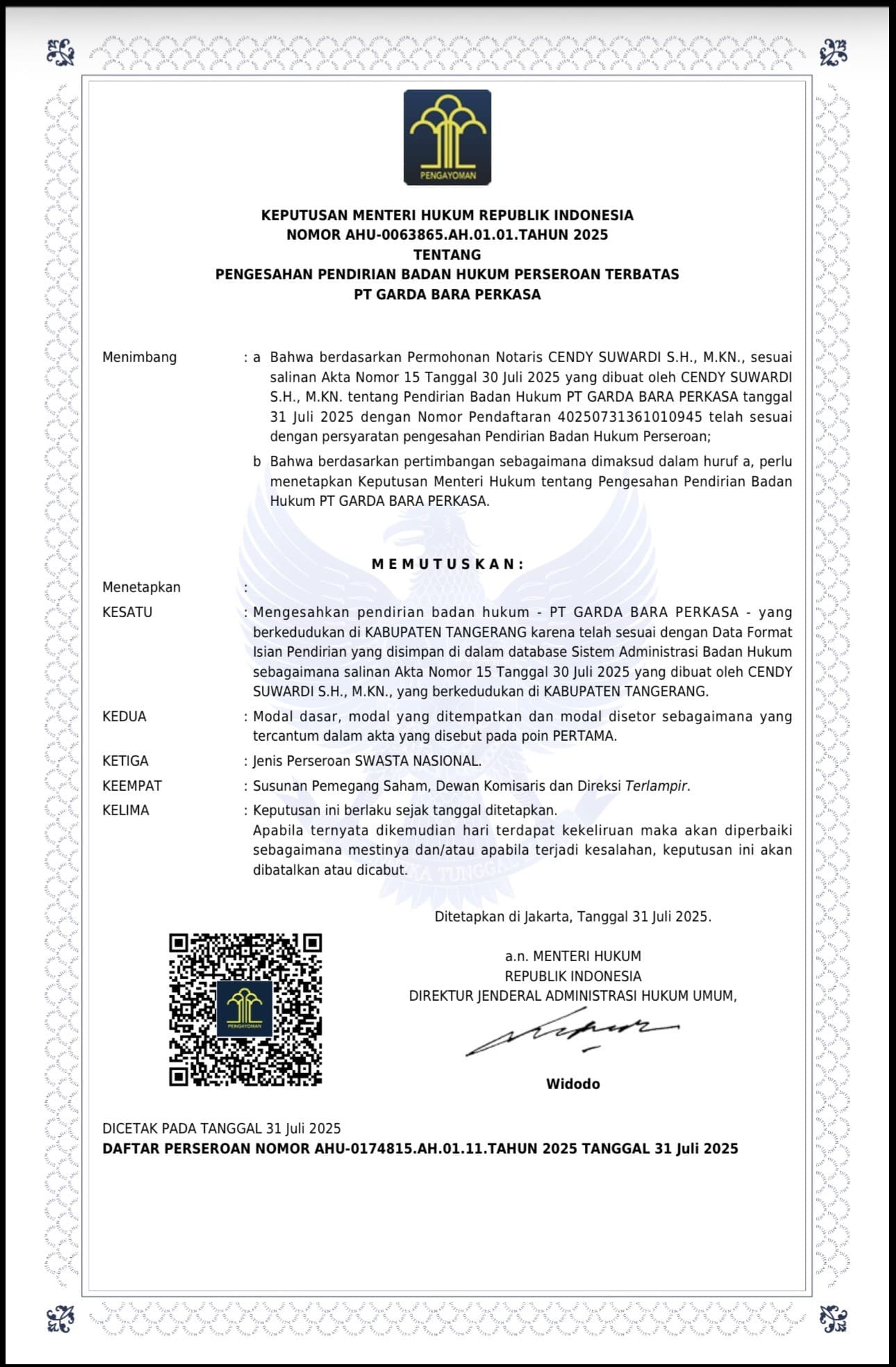 Legal Entity Approval (AHU)